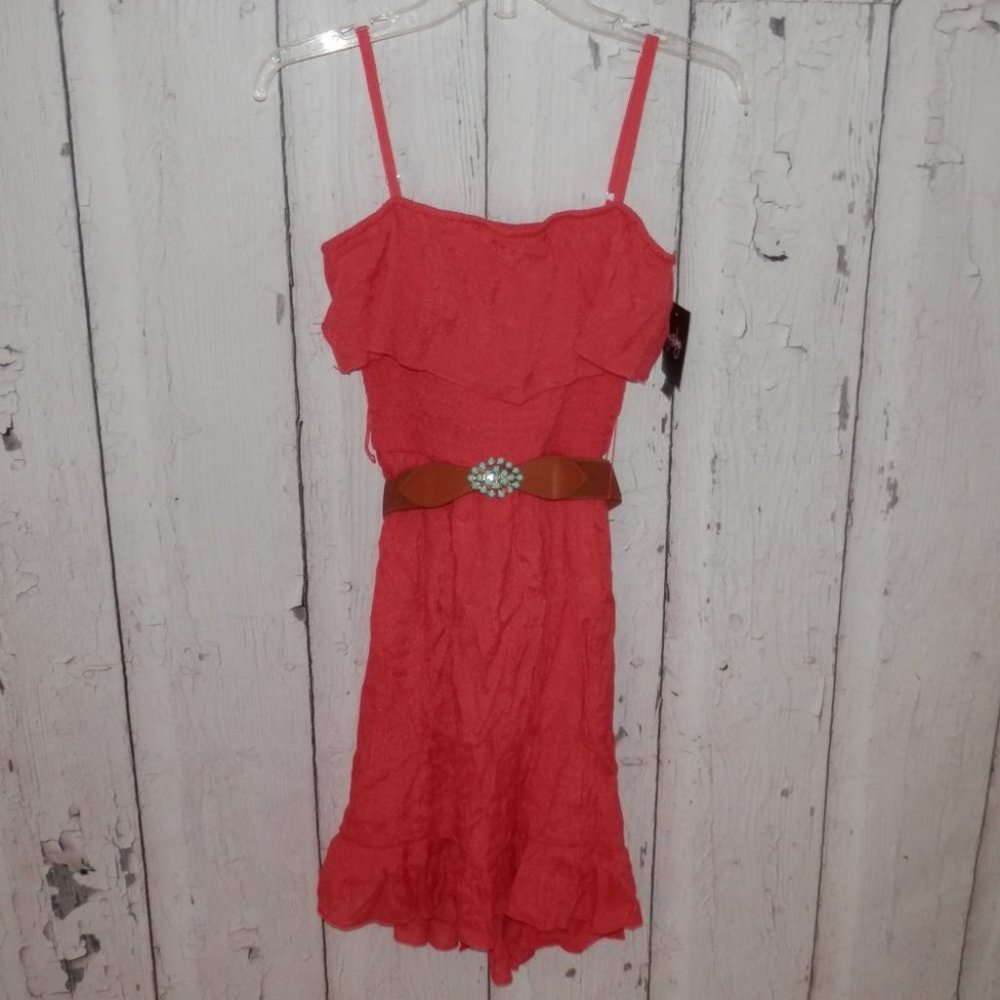 NEW By & By Coral Juniors XS Smocked Adjustable Straps Elastic Bust & Belt 3597
